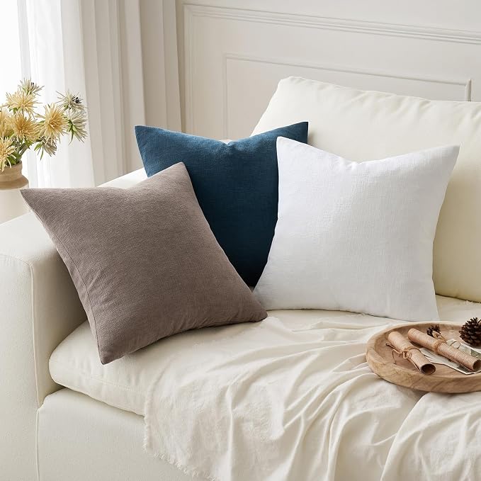 MIULEE Dark Blue Chenille Couch Throw Pillow Covers, 20x20 | Set of 2, Soft - Image 5