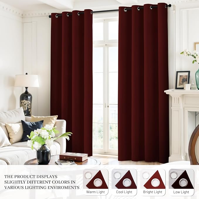 Yakamok Room Darkening 100% Blackout Curtains Grommet Window Treatments - Image 6
