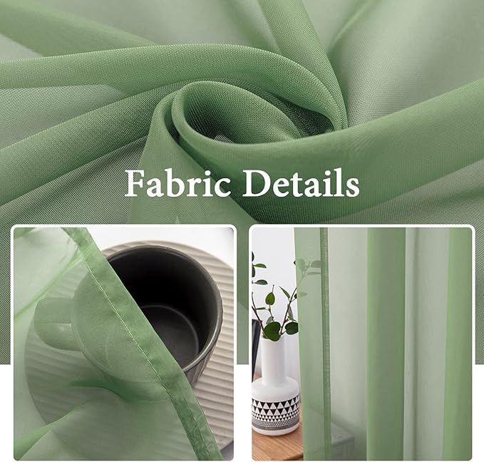 MIULEE 2 Panels Solid Color Sheer Window Curtains Elegant Window Voile - Image 3