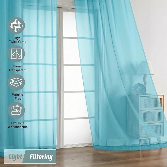 Sheer Curtains 84 Inches Long 2 Panels, Elegant Airy Transparent Light - Image 5