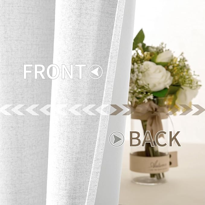 MIULEE Linen Textured Curtains for Bedroom Solid 100% Blackout Thermal - Image 6