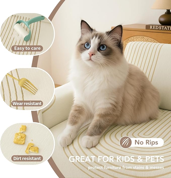 Couch Cover for Dogs, Boho Sofa Covers for 3 Cushion Couch, Chenille Sofa - Image 4