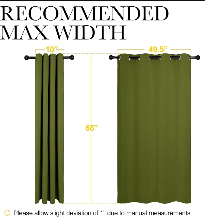 NICETOWN Bedroom Curtain Panels Blackout Draperies, Thermal Insulated Solid - Image 7