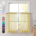 OVZME Mustard Yellow Sheer Curtains, 36 inch 2 Panels Set, Light Filtering by OVZME
