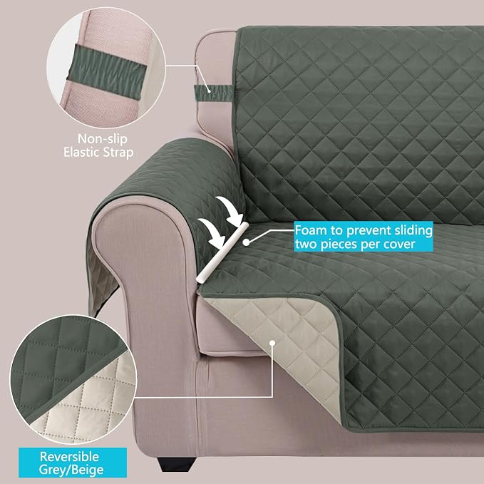 U-NICE HOME Recliner Chair Covers Reversible Quilted Water Repellent Pet - Image 3