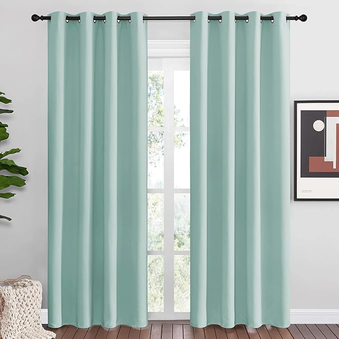 NICETOWN Aqua Blue Blackout Curtains 86" Long by NICETOWN