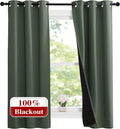 NICETOWN Dark Mallard 100% Blackout Lined Curtains, 2 Thick Layers Narrow Wide by NICETOWN