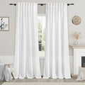 White Semi Sheer Linen Curtains 94 inch Length by Nanspring