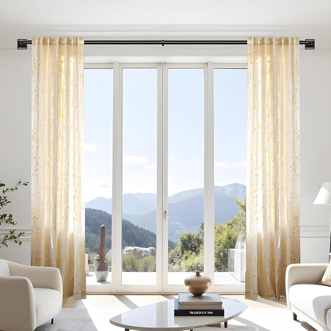 Black Curtain Rods for Windows 66-120Inch Heavy Duty French Return Rod - Image 2