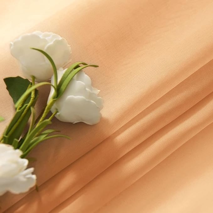 SpaceDresser Beige Sheer Curtains 4 Panels Rod Pocket Semi-Sheer Curtain 108 - Image 6