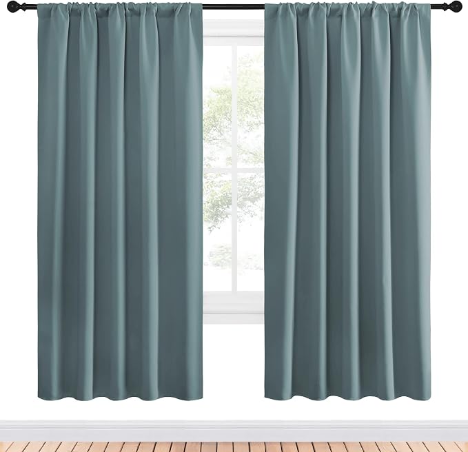 NICETOWN Greyish Blue Blackout Curtains Panels - Image 2