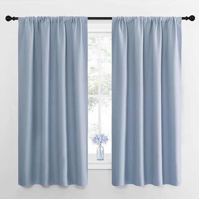 NICETOWN RV Blackout Curtains for Camper Windows, Vintage Blue, Short Blackout by NICETOWN