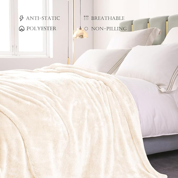 Exclusivo Mezcla Plush Fuzzy Fleece Bed Blanket Queen Size, Super Soft - Image 3