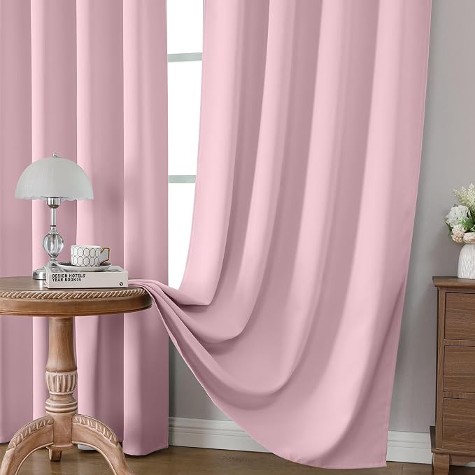 CUCRAF Light Pink Blackout Curtains 45 inch Length 2 Panels Set, Rod Pocket - Image 5