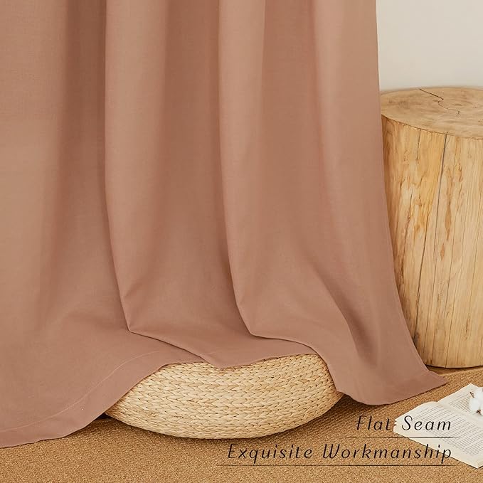 NICETOWN Linen Terracotta Window Curtains 84 inches Long, Grommet Thick Linen - Image 2