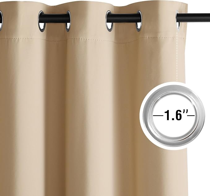 NICETOWN Room Darkening Draperies Curtains Panels, 2 Panels Biscotti Beige W52 - Image 4