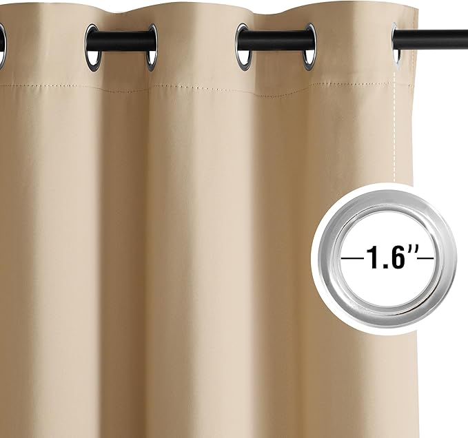 NICETOWN Room Darkening Draperies Curtains Panels, 2 Panels Biscotti Beige W52 - Image 3