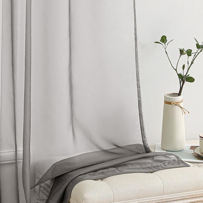 MIULEE 2 Panels Solid Color Sheer Window Curtains Elegant Window Voile - Image 4