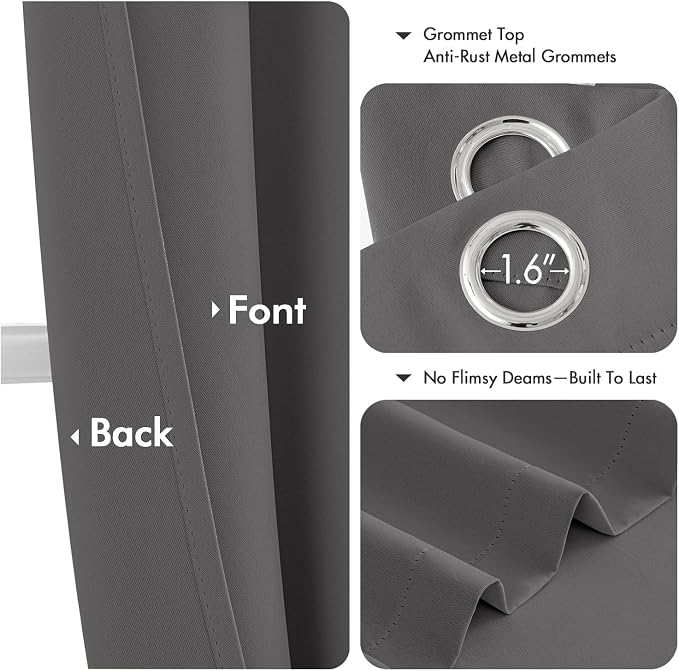 MIULEE Blackout Curtains for Bedroom 2 Panels 40 x 84 Inch Long Gray | Thermal - Image 4