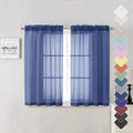 Lecloud Royal Blue Sheer Curtains 45 Inch Length 2 Panels, Voile Rod Pocket by Lecloud