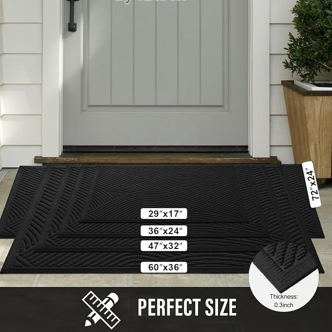 HIYARD Sturdy Front Door Mat, Absorbent Muddy Dirt Resist Welcome Door Mats - Image 2