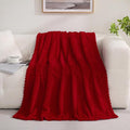 Puncuntex Red Throw Blanket 60"×80" inches Fuzzy 3D Jacquard Decorative Flannel by Puncuntex