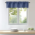 OWENIE Bob 1 PCS Blue Valances for Windows, Faux Linen Textured Kitchen Window by OWENIE