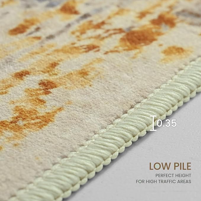 Entryway Rug 3x5 Beige Bedroom Area Rug Washable Non Slip Abstract Boho Rugs - Image 9
