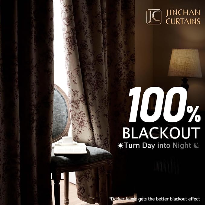 jinchan Blackout Floral Curtains - Image 2