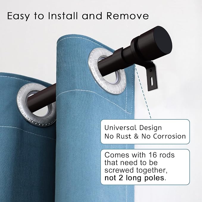 Byondeth Curtain Rods for Windows 16 to 240 Inches Adjustable Length 1 Inch - Image 2