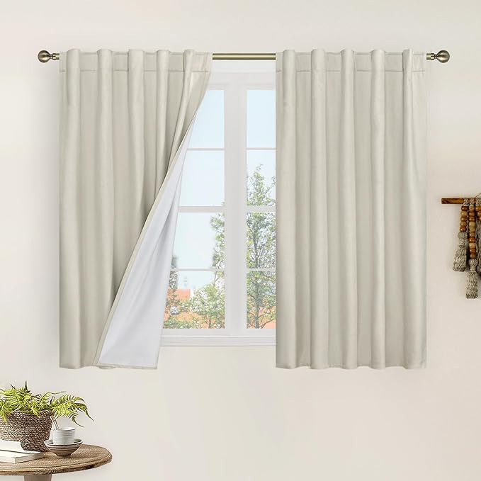 54 Inch Natural 100% Blackout Linen Curtains by LAMIT