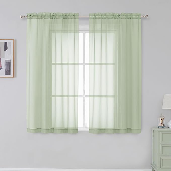 Simplebrand Rod Pocket Top Solid Voile Sheer Curtains by Simplebrand