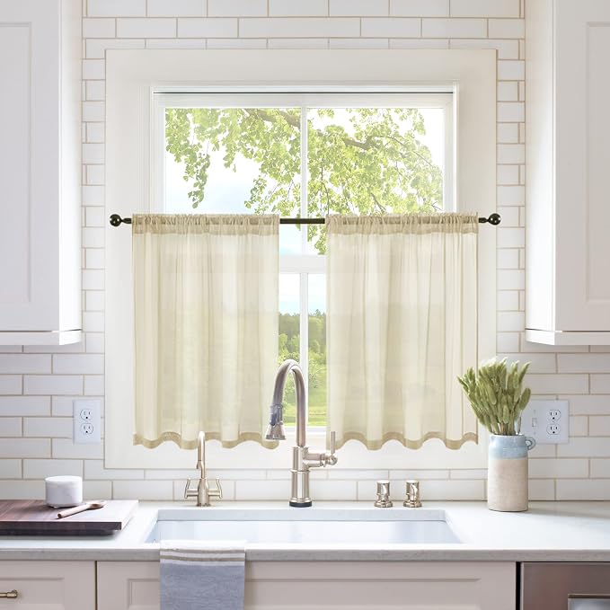 MIULEE Short Sheer Curtains 30 Inch Length by MIULEE
