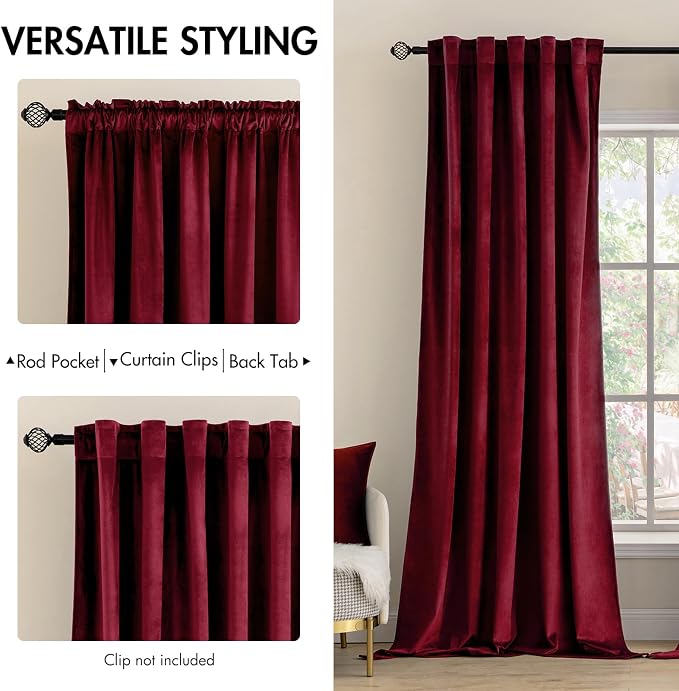 MIULEE Velvet Curtains 84 inches 2 Panels - Image 2