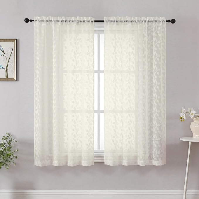 Chyhomenyc Ivory Sheer Curtains 54 Inch Length by Chyhomenyc