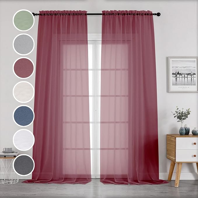OWENIE Sheer Curtains 96 Inch Long, Elegant Sheer Curtains by OWENIE