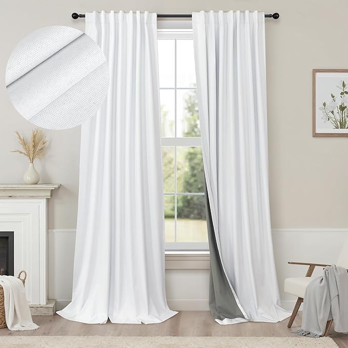 Blackout Curtains 108 Inch Long 2 Panels Burg Sound Curtains Noise Reducing by Pitalk