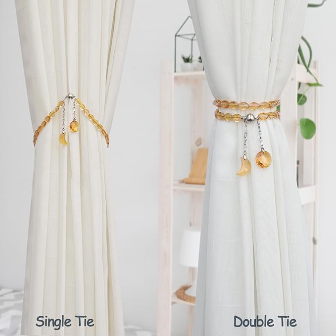 PEDOBO Magnetic Curtain Tiebacks, 2 Pack Crystal Beaded Sun & Moon Pendants - Image 4