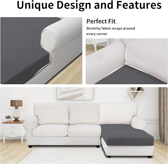 Easy-Going Stretch Sectional Couch Covers 1 Piece Chaise Lounge Slipcover L - Image 3