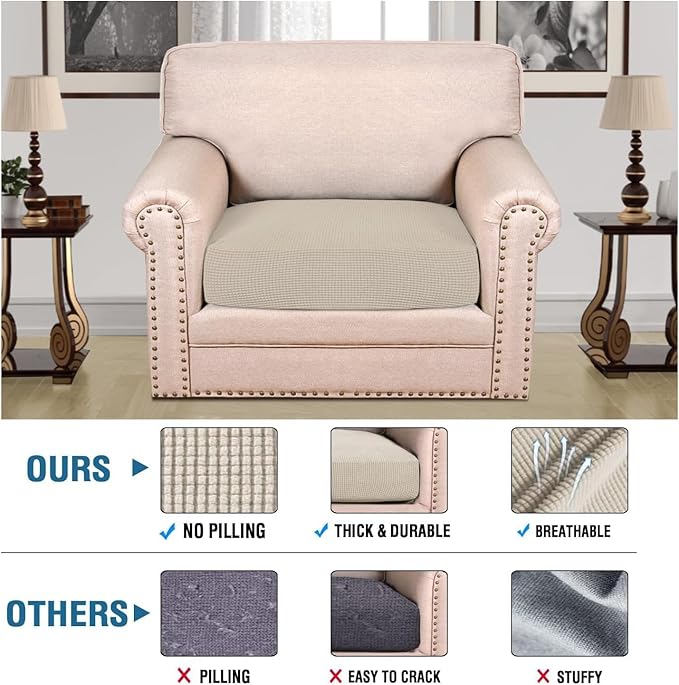 H.VERSAILTEX Super Stretch Individual Seat Cushion Covers Sofa Covers Couch - Image 2
