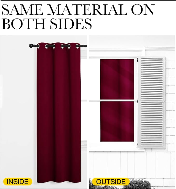 NICETOWN Modern Blackout Curtains Noise Reducing, Wine Red, 2 Panels, W42 x L54 - Image 5