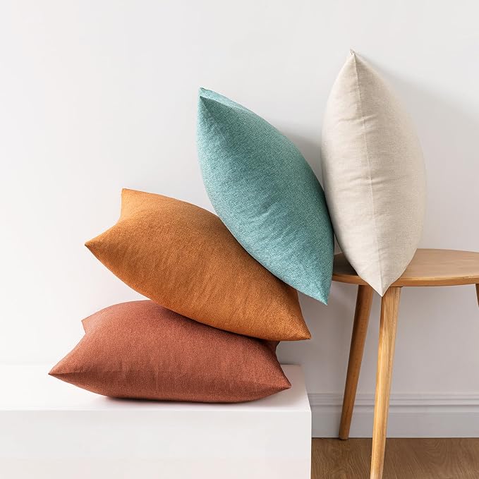 MIULEE Pack of 4 Decorative Outdoor Throw Pillow Covers Linen Waterproof Pillow - Image 6