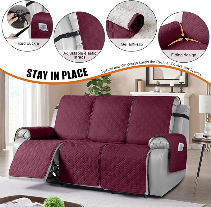 VANSOFY Waterproof Recliner Couch Covers, Sofa Covers 1-Piece Washable - Image 3