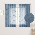 HOMEIDEAS Stone Blue Sheer Kitchen Curtains 52 x 54 Inch Length 2 Panels by HOMEIDEAS