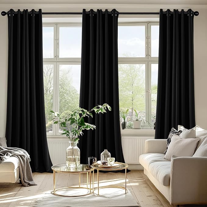 MIULEE Black Blackout Curtains for Bedroom Living Room 90 Inches Long 2 Panels - Image 6