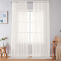 Simplebrand Ivory Sheer Curtains 120 Inches Long, Extra Long Rod Pocket Solid by Simplebrand
