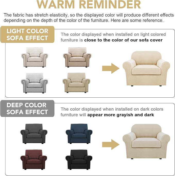 H.VERSAILTEX 2 Piece Couch Cover Stretch Stylish Chair Cover Furniture - Image 4