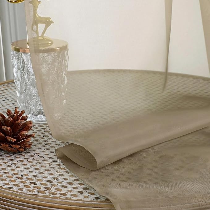 Taupe Sheer Curtains 120 Inches Long 2 Panels Set, 59 Inch Extra Wide Soft Airy - Image 4