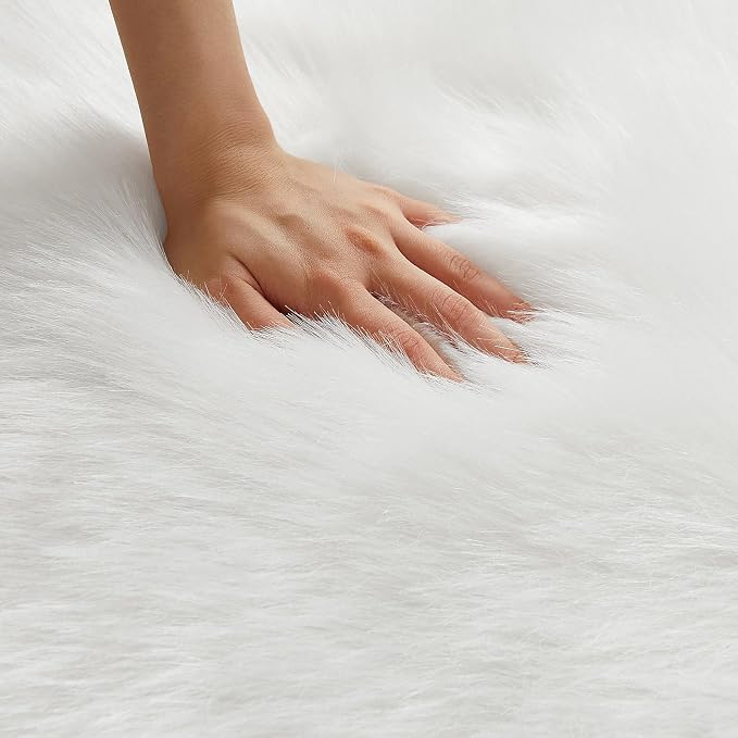 AMTOVO Faux Fur Rug, Fluffy Sheepskin Rug, Fuzzy Ultra Soft 2 x 4 ft Shag Rugs - Image 6