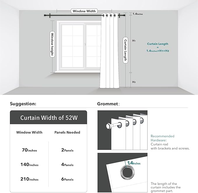 Deconovo Short Window Curtains, Thermal Insulated Soundproof Drapes - Image 6